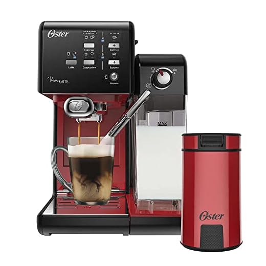 Kit Cafeteira PrimaLatte Red e Moedor de Café Oster - 127V