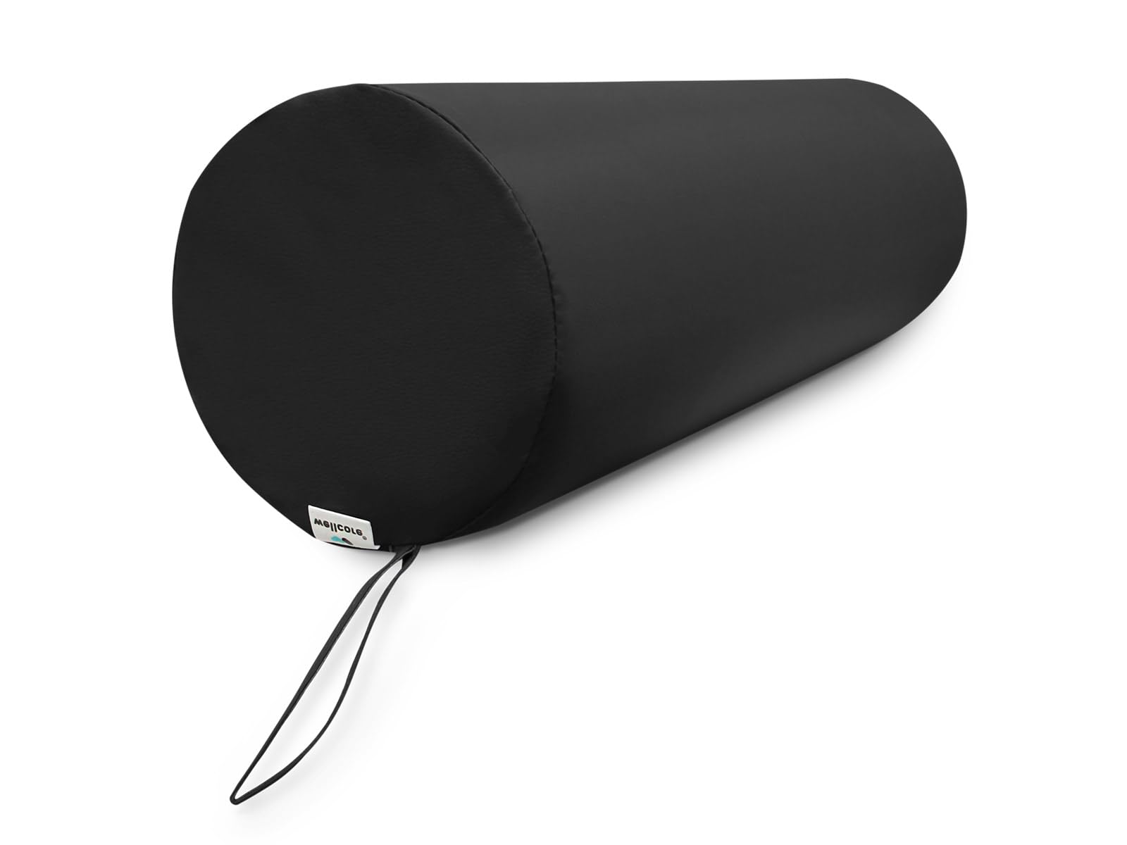 WELLCORE Cojín cilindro de masaje, 60 x 20 cm, Polipiel, Desenfundable, Rellenos de Espuma, para Yoga, para Fitness, para camilla de Masaje, Ergonómico, Negro