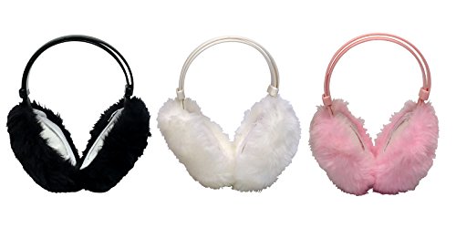 Thinsulate - 3 Pack Kids Girls Cute Fluffy Adjustable Foldable Winter Ear Muffs