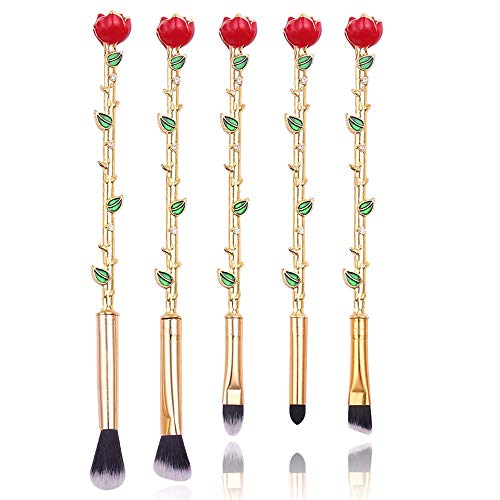 Professional Rose Gold Makeup Brush Set Rose Gold Makeup Brushes Foundation Blending Blush Concealer Eye Shadow Cruelty (Red Rose)