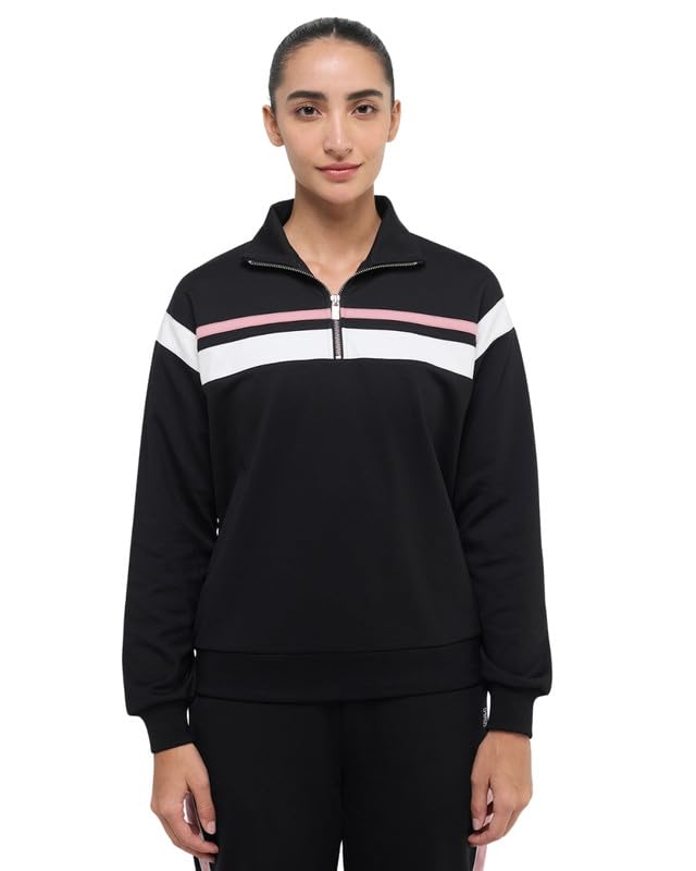 hunnit Wave Style Full Sleeves High Neck Collar Sweatshirt for Women | Relaxed Fit Cotton 1/4th Zipper Sweatshirts | Lightweight & Soft Comfortable Everyday Wear Sweatshirt for Outdoor-picture-46