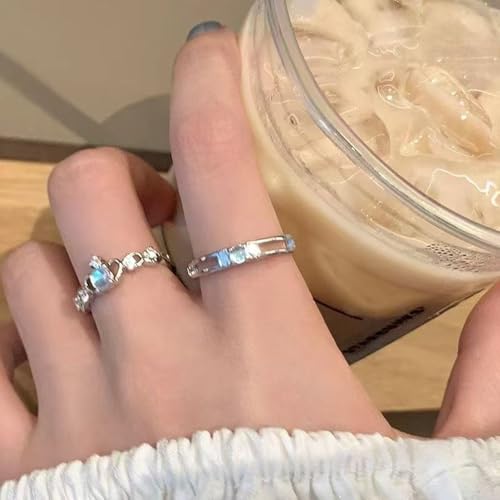 Matching Rings for Couples, Adjustable Unisex Eternity Love Band Set for Couples | CZ Stackable Jewelry, Perfect for Promise Engagements Rings for Women2