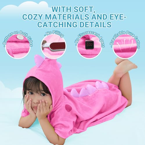 Image of MICHLEY Cotton Baby Bath Towel with Hood Animal Pattern Poncho Towels for 0-8 Years