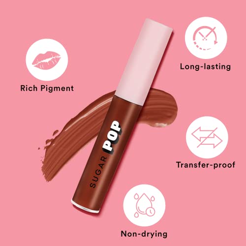 Image of SUGAR POP Liquid Lipstick - 04 Mocha (Medium Brown) - 2.5 ml - Velvet Matte Texture, Non-drying Formula, Transfer Proof, Long Lasting, Rich Hydrating Pigment l All Day Wear Lipstick for Women