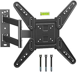 BONTEC TV Wall Bracket Mount for 26-55 inch LED LCD Flat Curved TVs, Tilt Swivel & Rotation TV Wall mount up to 45kgs, Max VESA 400x400mm, Bubble Level, Cable Ties included