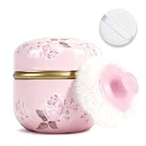 SHIMIDO Body Powder Puff and Container, 3.15' Portable Empty Body Powder Container for Baby Women's Loose Dusting Powder, Powder Case Box with Lids for Bath, Travel and Home Use (Old time)