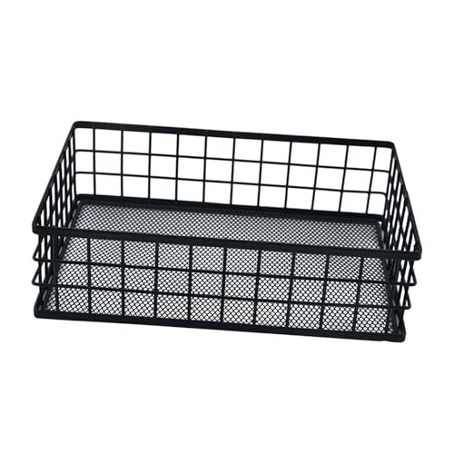 predolo Mesh Storage Box, Metal Wire Baskets, Organizer for Home, Office, Bathroom, Bedroom, Tray (black)