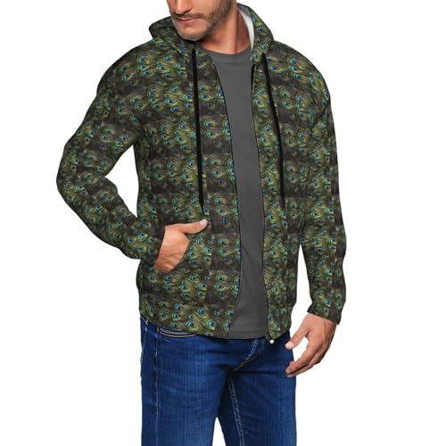 Sweat à capuche imprimé paon original pull décontracté de sport