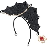 DEEPCRAFF Pendientes de Oreja sin Perforación con Alas de Murciélago en Aleación Negra para Halloween y Fiesta, Diseño Gótico Fácil de Poner y Quitar