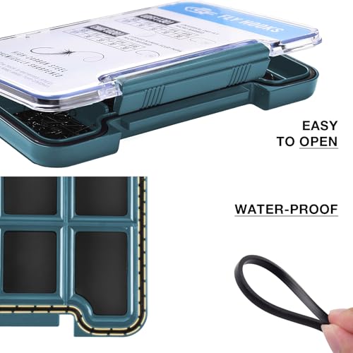Image of SF 10# 12# 14# 16# Fly Tying Hooks Kit Assortment Micro Barbed High Carbon Steel Standard Dry Curved Nymph Scud Pupa Fly Fishing Hook 240Pcs with Waterproof Magnetic Hook Box