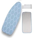 Extra-Wide Ironing Board Cover Bundle 6 Items: 1 Extra Thick Felt Pad, Heat Resistanta, and Scorch Resistant Cover [18
