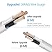 Flat Plug Long Extension Cord 10 ft, JACKYLED 15A 14 AWG Power Strip Surge Protector with 6 Wide Outlets 4 USB Ports, Fireproof Desktop Charger for Phone Laptop Home Office Dorm Hotel Travel, White