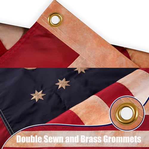 Bandeira Bennington 1776 Betsy Ross bordada, 9,5 x 1,5 m, vintage manchada de chá, bandeira das colô