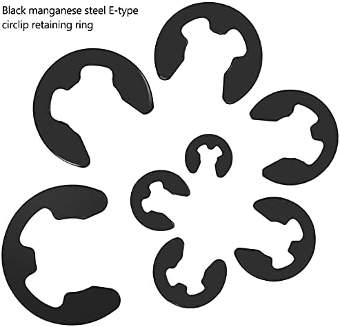 550 PCS E-Clip Circlips Snap Set, Stainless Steel E-Clip Retaining Snap Opening Ring Circlip with Plastic Box - 1.5/2.0/2.5/3.0/3.5/4.0/5.0/6.0mm, Black