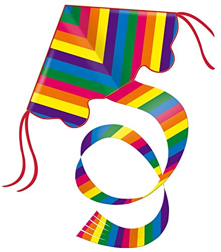 Günther Flugspiele 1159 - Einleiner-Drachen Rainbow, ca. 98 x 54 cm, Kinderdrachen aus robustem Polyester, für Kinder ab 6 Jahren, inkl. Griff und Drachenschnur
