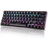 Dierya 60% mechanische Gaming-Tastatur, Bluetooth 5.1 Verkabelte/Kabellose Computer-Tastatur-63 Tasten Kompakt mit RGB-Hintergrundbeleuchtung,1900 mAh,Typ C L-förmiges-Kabel(Brauner Schalter)