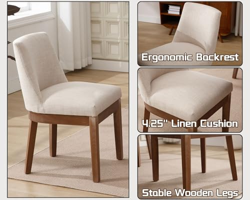 Kitchendiningroomchairssetof4modernlinenfabricupholstereddiningchairswithwoodlegsfarmhousearmlesskitchenchairs18wideaccentsidechairsfordiningroomlivingroombeige Urban Country Home Decor Kitchen dining room chairs set of 4 modern linen fabric upholstered dining chairs with wood legs farmhouse armless kitchen chairs 18 wide accent side chairs for dining room living room beige urban country home decor