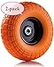 AFT PRO USA - 2-Pack 10' Flat Free Tires Air less Tires Wheels By AFT PRO USA with 5/8' Center - Solid Tire Wheel for Dolly Hand Truck Cart/All Purpose Utility Tire on Wheel (Orange)