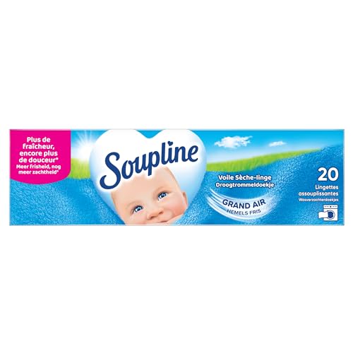 SOUPLINE - Voiles Sèche-Linge Adoucissants Grand Air - Parfument agréablement le Linge - Lingettes à Disposer dans le Sèche-Linge - 20 lingettes (Lot de 4) – vue 2