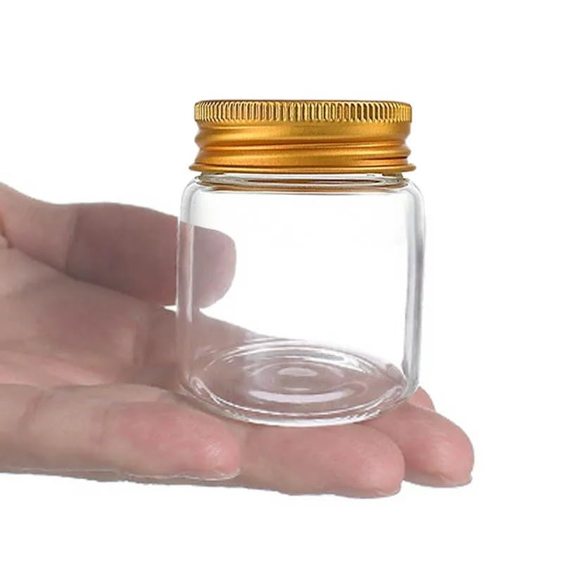 Marmeladengläser 20 Stück 50 ml kleine Gläser mit Aluminiumdeckel Marmeladendose Lebensmittel versiegelter Behälter Süßigkeitenverpackungsglas Haushaltsküchenflaschen Einmachgläser(Silver-lid)