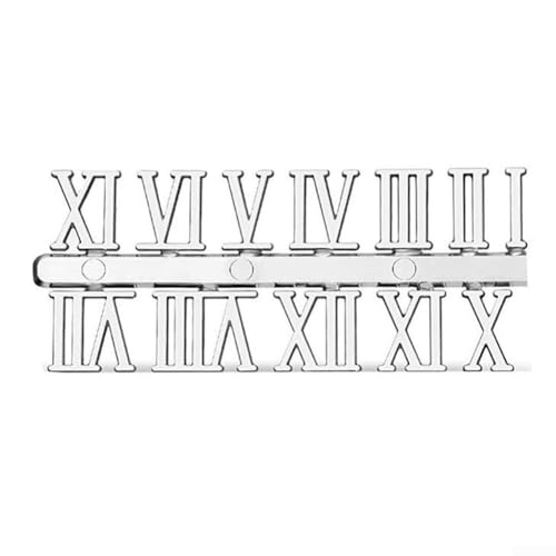 DIY Ersatz römische Ziffern und Quarz-Nadelteile für Wanduhr Montage und personalisierte Uhrprojekte (Silber Roman)