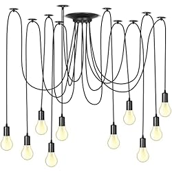 Lampara Araña Holandesa Araña de araña DIY lámpara de techo cabeza colgante titular retro Industry Ceiling Light Comedor Dormitorio Salón Comedor Hotel Decoración (10 cabezas)