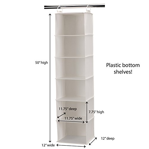 Household Essentials 311312 Hanging Closet Organizer | 6-Shelves | Natural Canvas by Household Essentials - Image 3