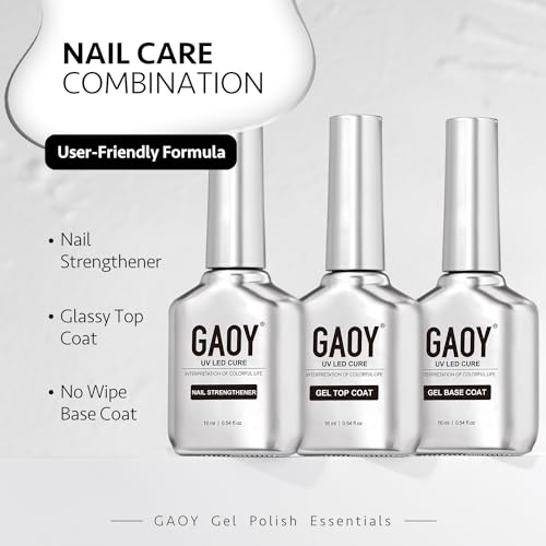 Gaoy Gel Top Coat, Nail Strengthener And Base Coat Set thumb #5