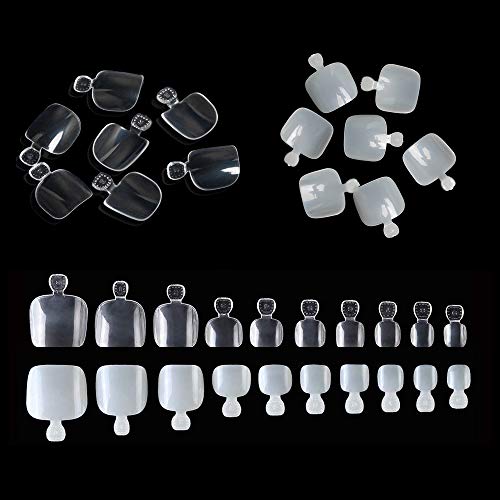 AORAEM Fake Toenails Press on Natural and Clear Atificial Full Cover 1000Pcs False Nail Tip with Bag for Nail Salons (Clear+Natural)