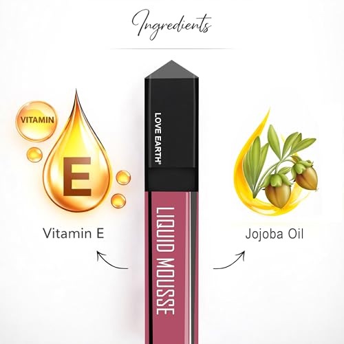 Image of Love Earth Liquid Mousse Lipstick - Minty Splash Matte Finish | Lightweight, Non-Sticky, Non-Drying,Transferproof, Waterproof | Lasts Up to 12 hours with Vitamin E-6ml