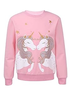 TiaoBug Mädchen Sweatshirt Rosa Einhorn 134-140