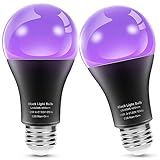 L LOHAS LED UV Black Light Bulbs, Halloween 12W A19 UV Blacklight, 100 Watt Equivalent, UVA Level 385-400nm...