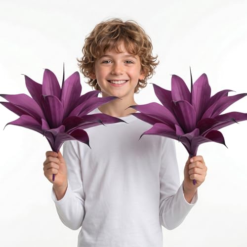 ENALGRE Artificial Flowers for Outdoors Artificial Agave Fake Plants Faux Agave Artificial Plants Outdoor Fake Flowers Outdoor Faux Plants Indoor Uv Resistant Artificial Plants 14.2In(Purple，2pcs)