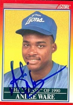 Autograph Warehouse 65506 Andre Ware Autographed Football Card Detroit Lions 1990 Score No. 607