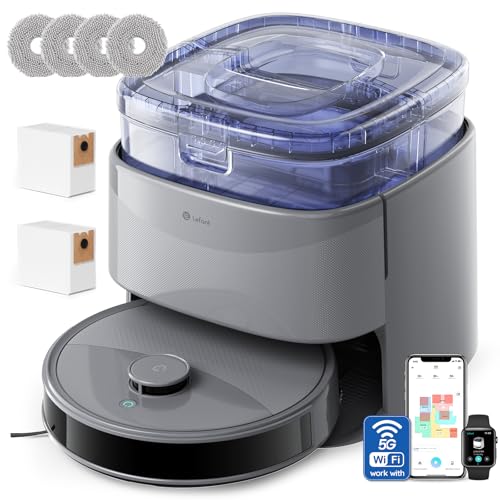 LEFANT M3 MAX Robot Aspirador y Friegasuelos con Base de Autovaciado, 20000 Pa, 210 mins, Navegación Láser dToF, Mopas Giratorias Elevables, Evasión de Obstáculos PSD, 5G WiFi/App/Alexa
