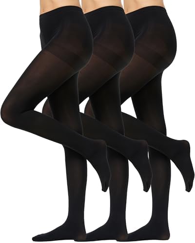 Nur Die 3er Pack Ultra Blickdicht 80 DEN warme Strumpfhose matte Optik breiter Komfortbund Baumwollzwickel Damen