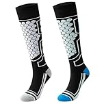 QBEJIME 2 Pairs Ski Socks Mens, Thermal Long Thick Ski Socks For Men, Uk 6-11, Skiing Accessories,For Winter, Skiing, Outdoor, Sports, Snowboarding, Hiking