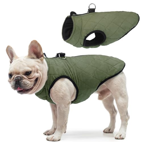 Image of SCENEREAL Winter Dog Vest Coat with Built-in Harness | Warm Puppy Jacket for Small & Medium Dogs, Cold Weather Coat with Zipper, Fleece Puffer Vest Windproof Snow Clothes