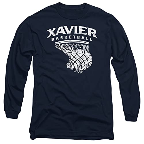 Xavier University Official Basketball Hoop Unisex Adult Long-Sleeve T Shirt,Navy,