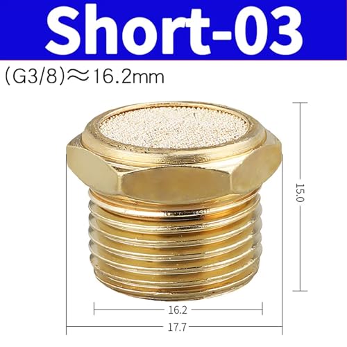 Silenciadores neumáticos Short-03 de latón con conector reductor 3