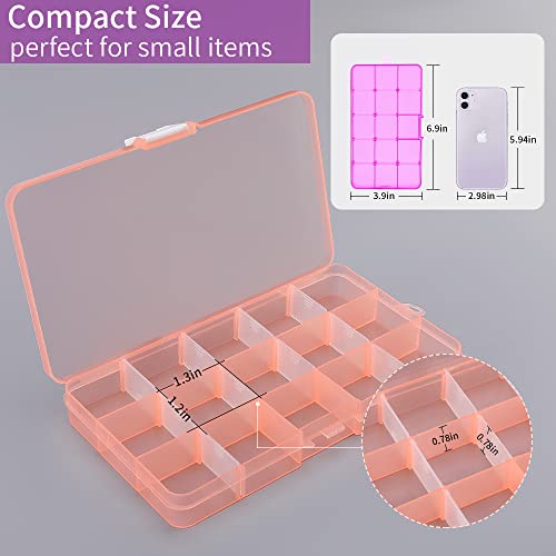Opret Jewelry Organizer(4 Pack), Small Plastic Jewelry Box(15 Grids) With Movable Dividers Earring Storage Containers, Size 6.9×3.9×0.9In #TOP2