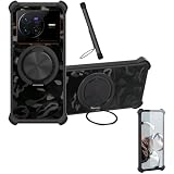 Custodia per Vivo X80 PRO Dimensity 9000 Case Phone Cover Custodia [ con 9H HD Vetro Temperato][Supporto ad Anello a 360°, Magnetico] CX-26-HEI