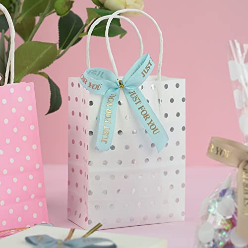 Aimudi Small Light Blue Bows For Crafts 4" Pre Tied Gold Foil Just For You Bows Premade Twist Tie Bows For Treat Bags Cake Pop Bows Mini Bows For Gift Wrapping Wedding Party Favor - 24 Counts #TOP4