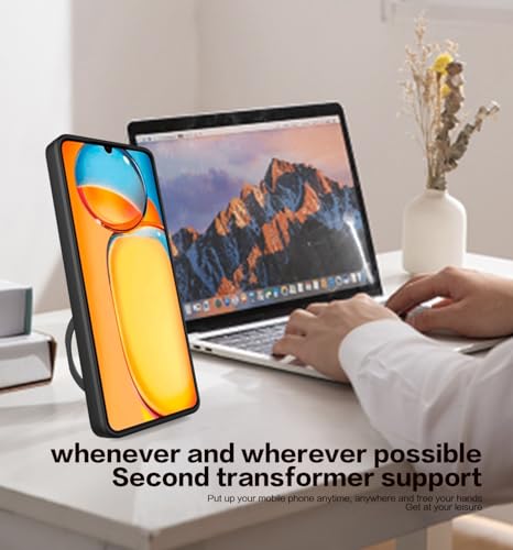 Image of SPAZY CASE Redmi 13C 5G Back Case | Heavy Duty Hybrid Case with 360 Degree Rotating Finger Ring Holder + Slider Shutter Camera Protection Cover for Redmi 13C 5G 5G - Blue