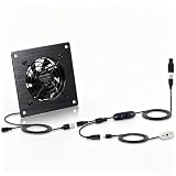 Xiaoqijia 80mm Temperature-Controlled USB/DC Silent Cooling Fan - 5V/12V Dual Voltage,4-Inch, 10-Speed Adjustable - for AV Cabinets, Server Racks, Greenhouses & RVs