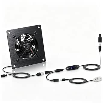 4-Inch 80mm Temperature Controlled Fan IPX5 Waterproof USB/DC 12V Quiet Cooling Fan
