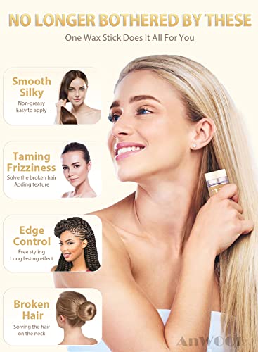 Anwoor Hair Wax Stick, Styling Wax For Smooth Wigs, Slick Stick For Hair Non-Greasy Styling Hair Pomade Stick For Flyaways Edge & Frizz Hair - 2.7 Oz #TOP2