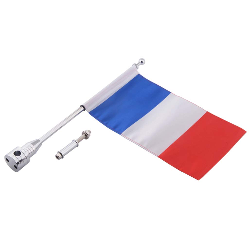 Mât de Drapeau en Alliage d'Aluminium avec Drapeau de la France Universel pour Motos - FR 2