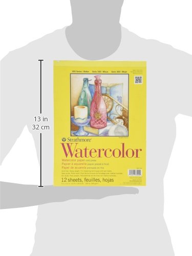 Strathmore Bloco de aquarela 360-109 Série 300, encadernado com fita de 23 x 30 cm, 12 folhas