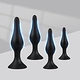 4 Pieces Silicone Suction Cup Realistic Classic Beginner Plug with Strong Suction Cup Base for Male, Female and Beginner Black - HBdox37-10